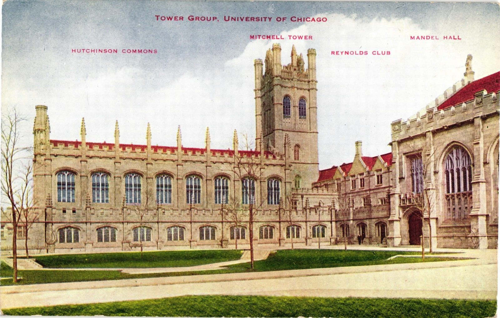 Tower Group Hutchinson Commons U of Chicago Chicago IL Postcard Unused c1910