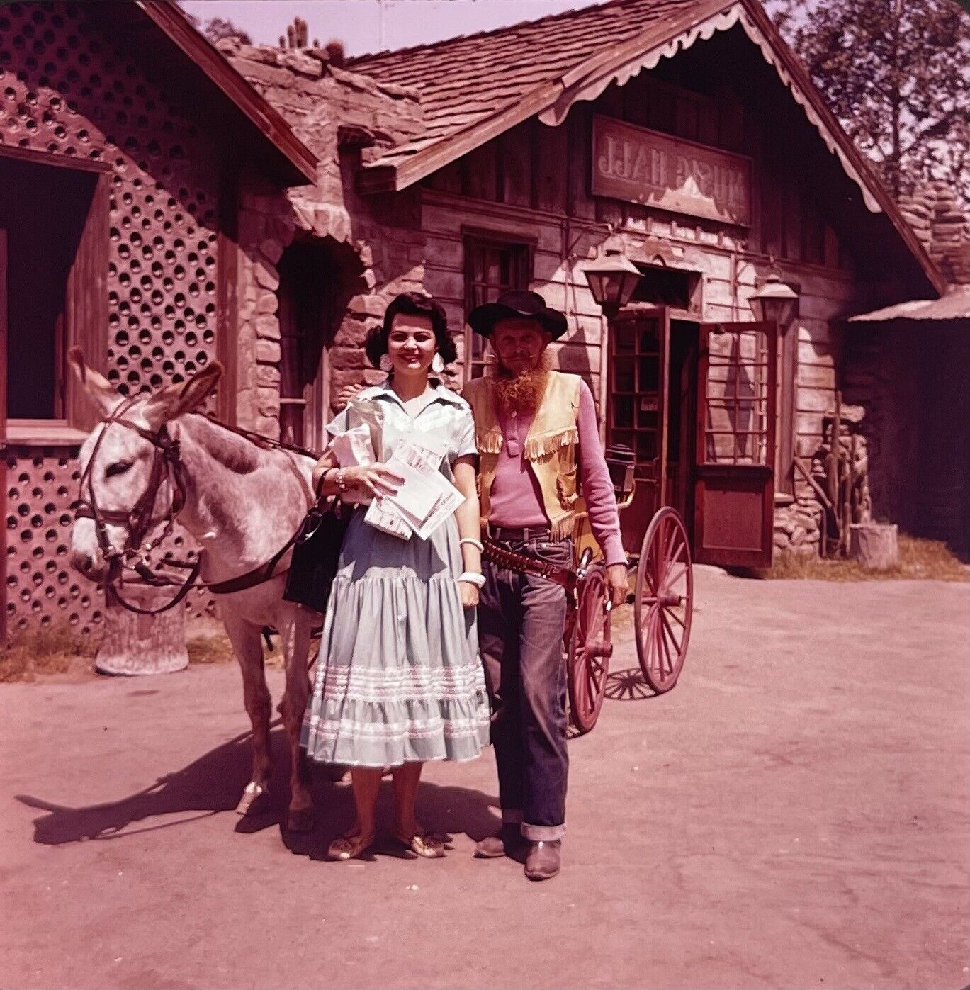 c1950s Knotts Berry Farm~Music Hall~Western Cowboy & Donkey~120mm VTG Film Slide
