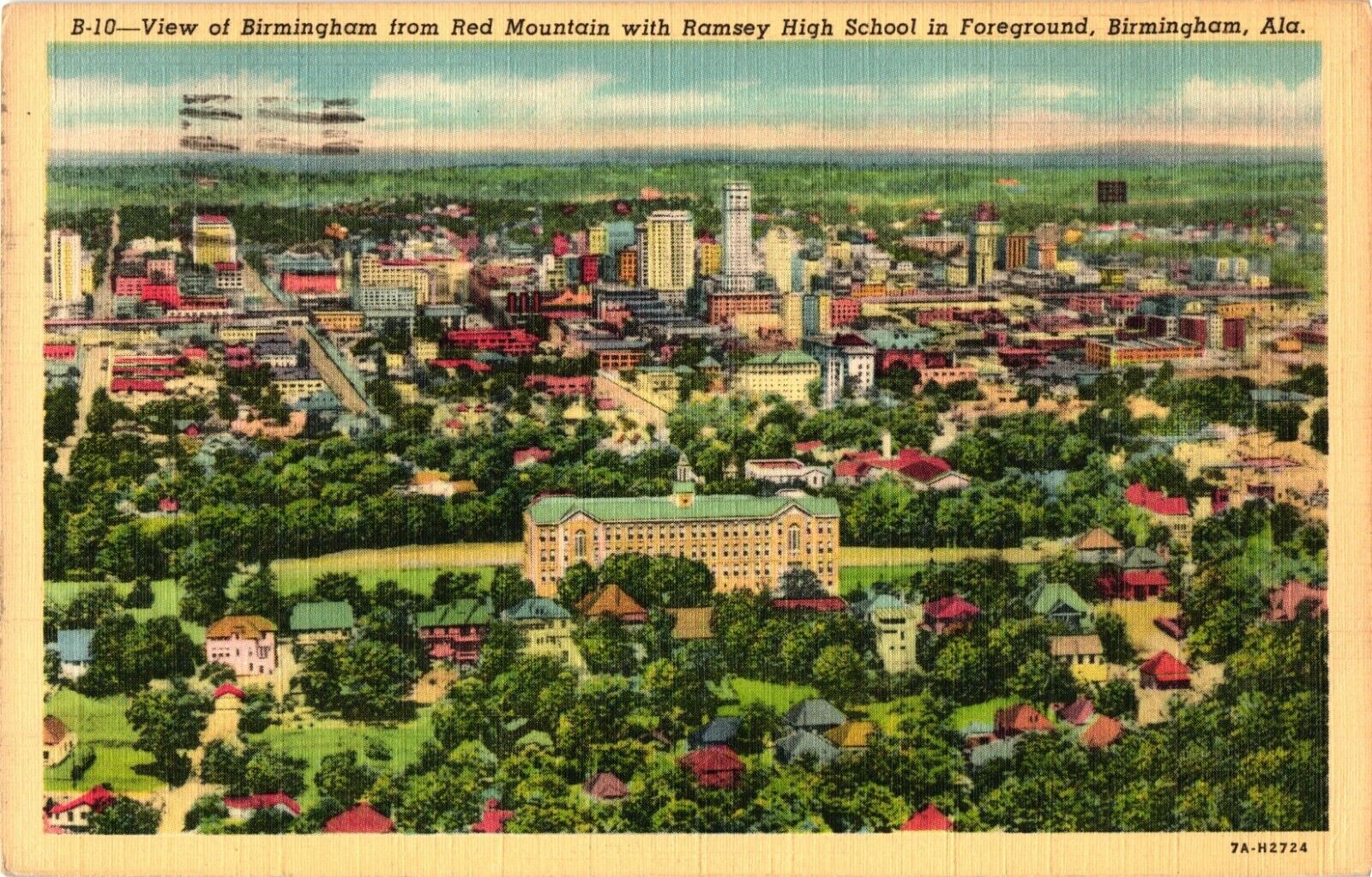 View from Red Mountain & Ramsey High School BIRMINGHAM Alabama Postcard