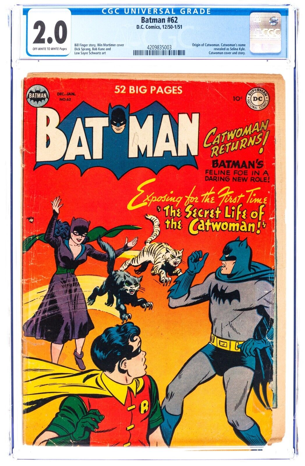 Batman #62 (Dec 1950-Jan 1951, D.C. Comics) CGC 2.0 GD | 4209835003
