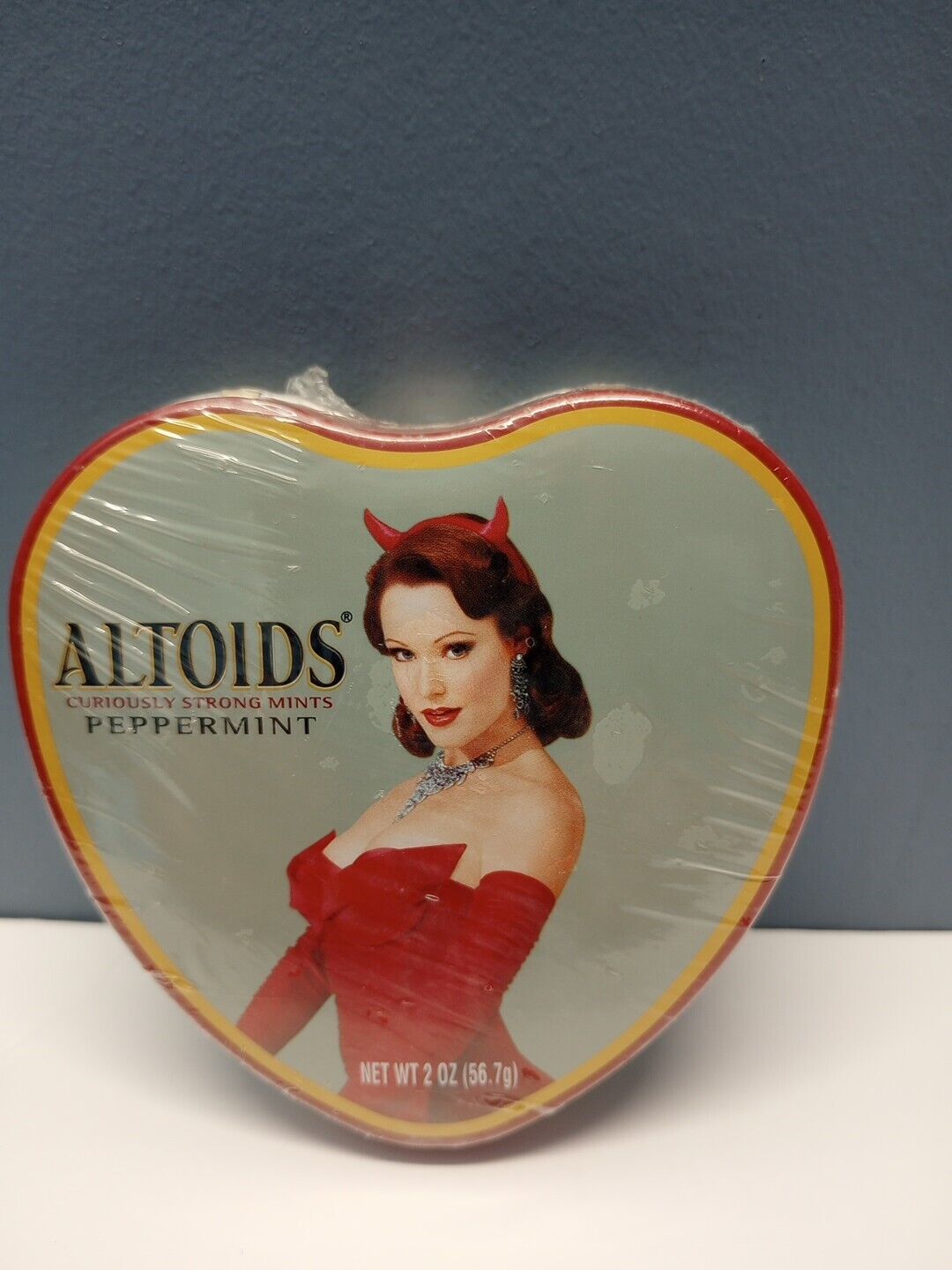 NEW Limited edition ALTOIDS heart tin SINDY valentines PIN UP devil horns GIRL