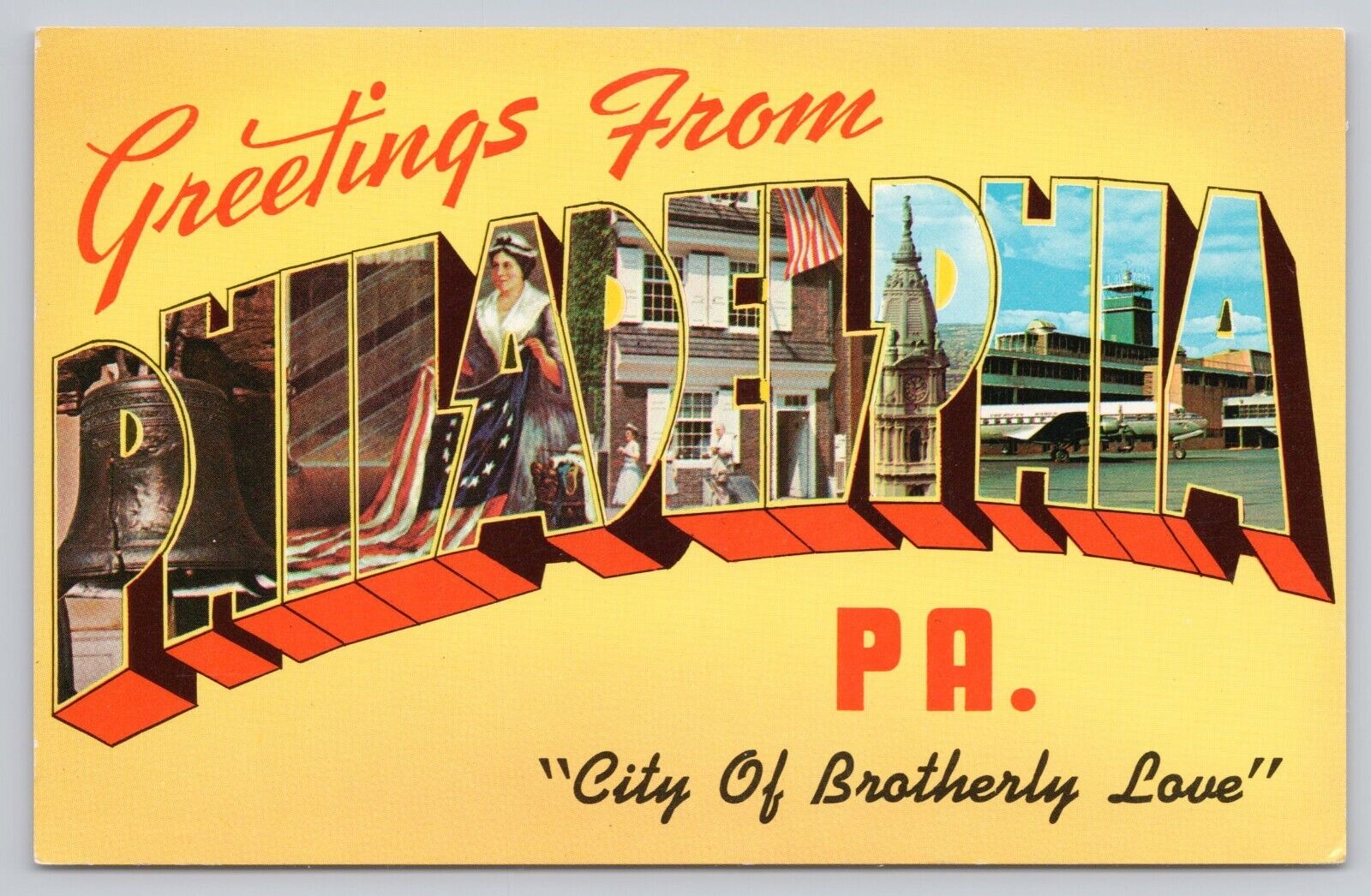 Philadelphia Pennsylvania, Large Letter Greetings, Brotherly Love, VTG Postcard