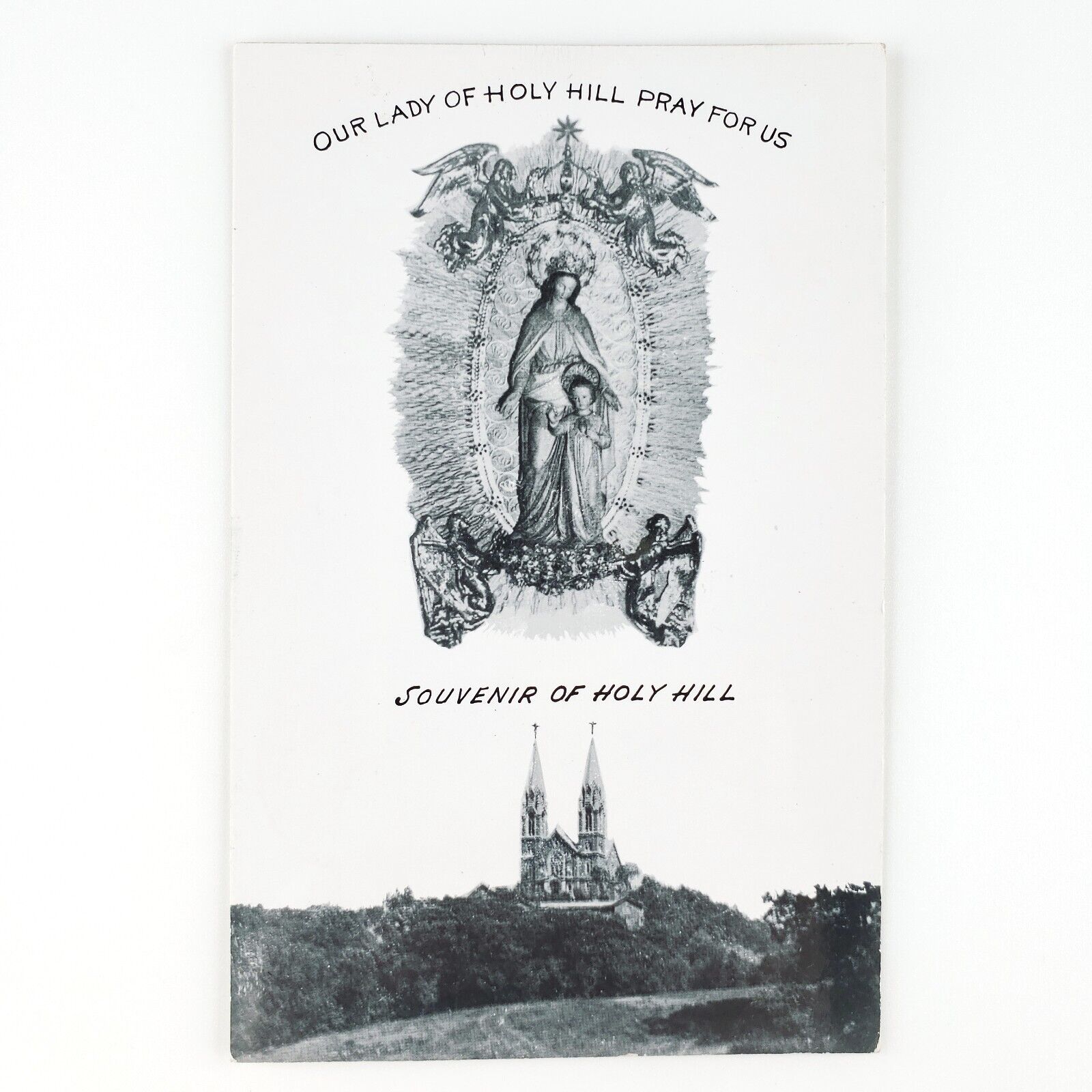 Holy Hill Basilica Shrine RPPC Postcard 1960s Hubertus Erin Wisconsin Art D1350