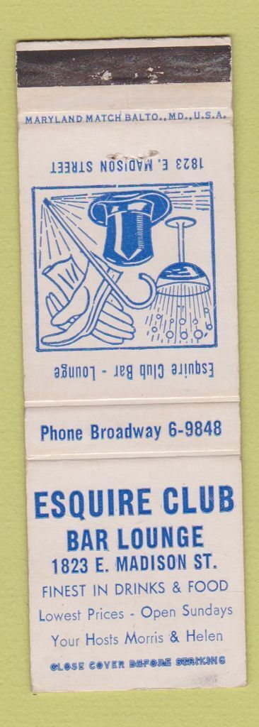 Matchbook Cover - Esquire Club Bar Lounge