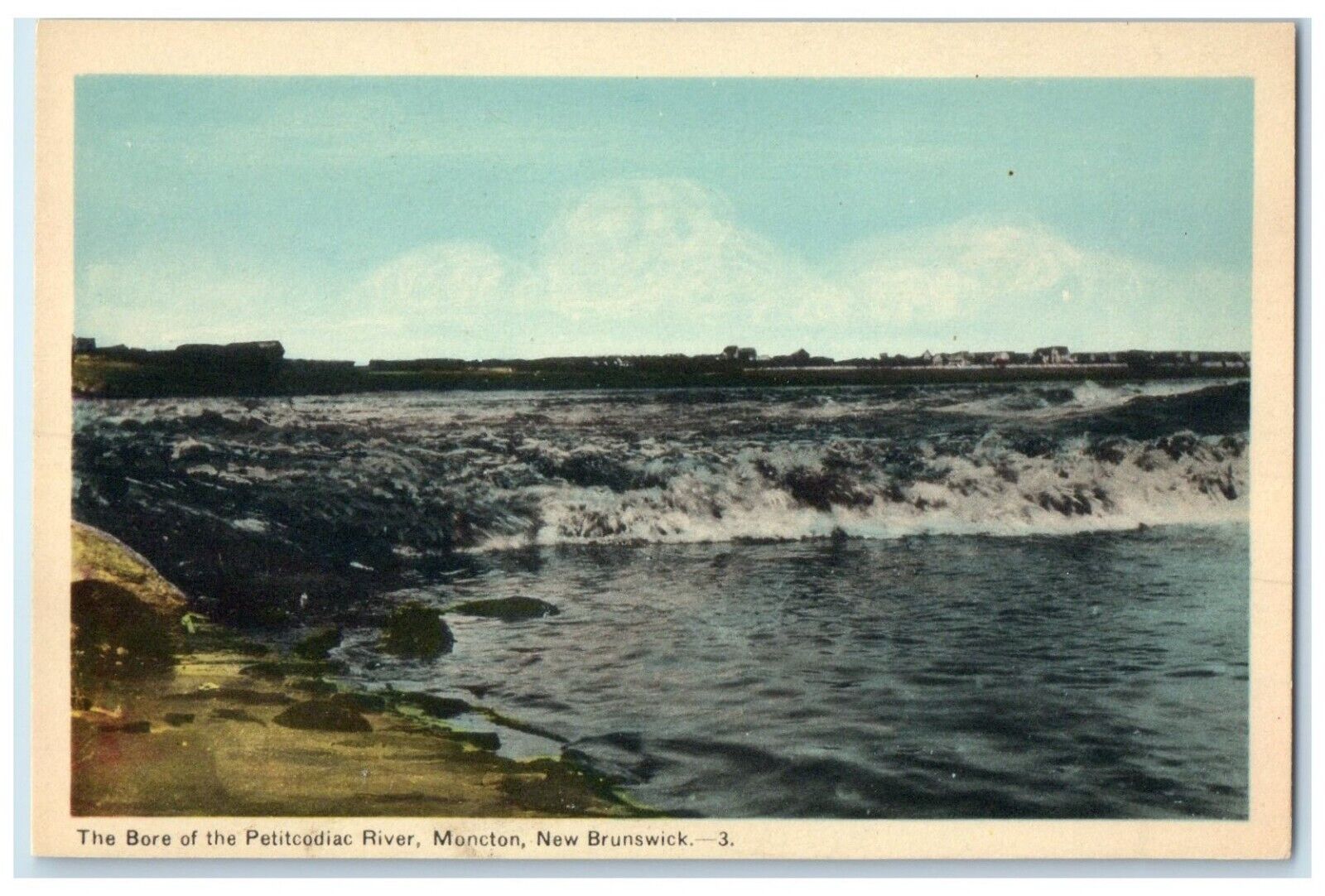 c1940\'s The Bore of the Petitcodiac River Moncton NB Canada Postcard