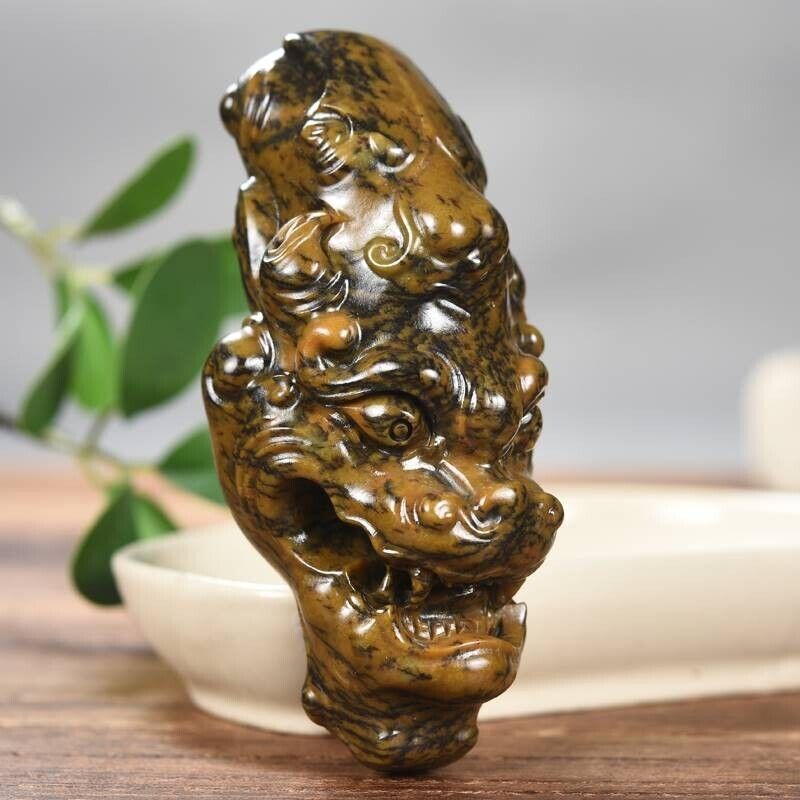 Chinese He Tian Jade Carved Pi Xiu Statue Beast Ornament Collection Decor