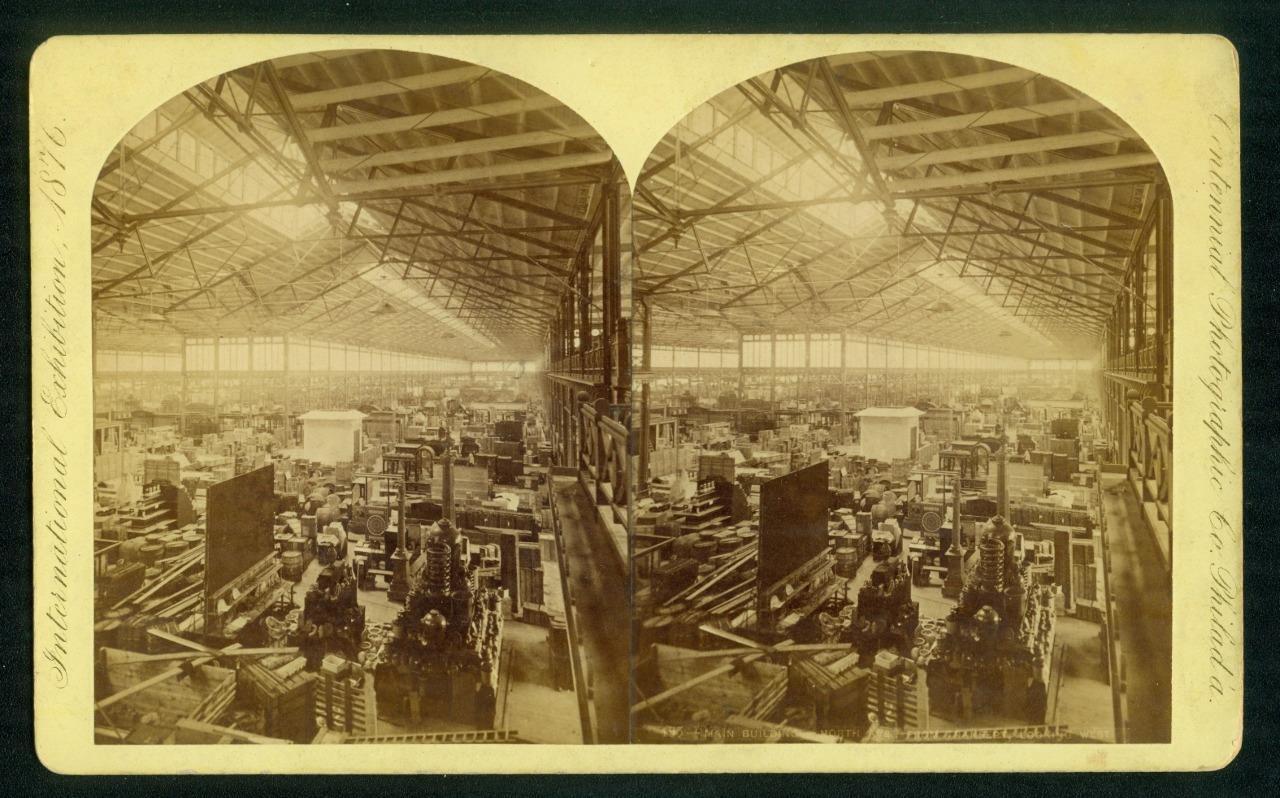 a698, Centennial Photo. Stereoview, #195, M. B., North Ave from Transept, 1876