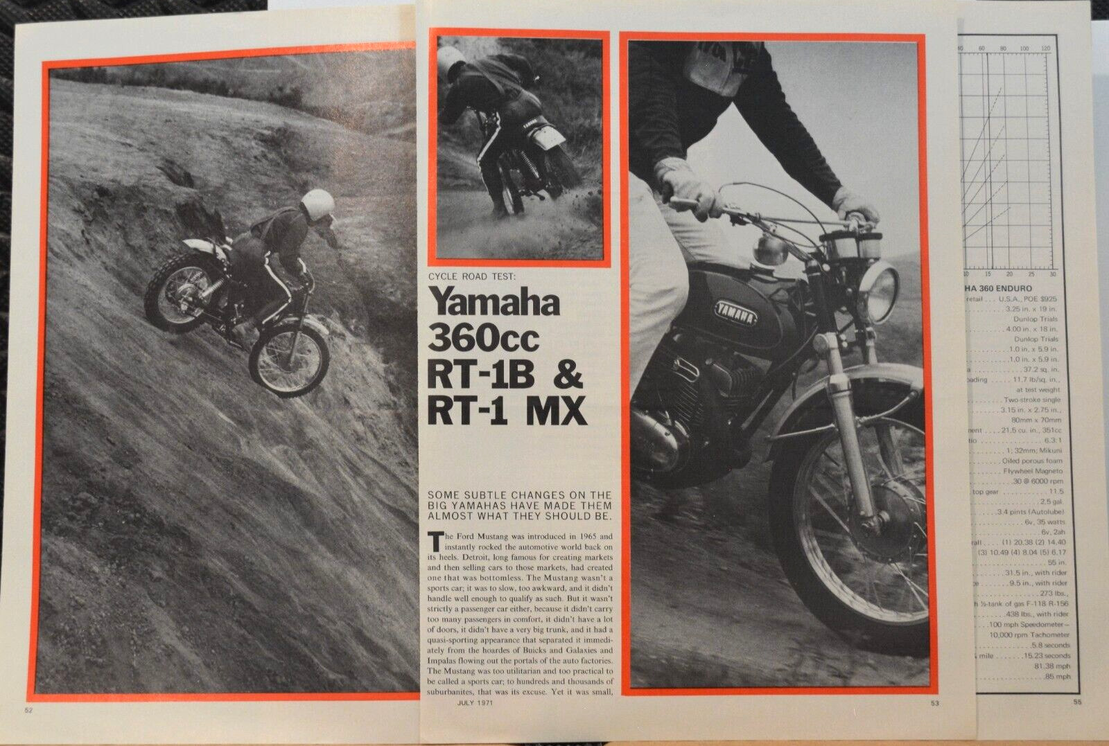 1971 Yamaha 360 RT1B RT1 MX Motorcycle 7pg test article