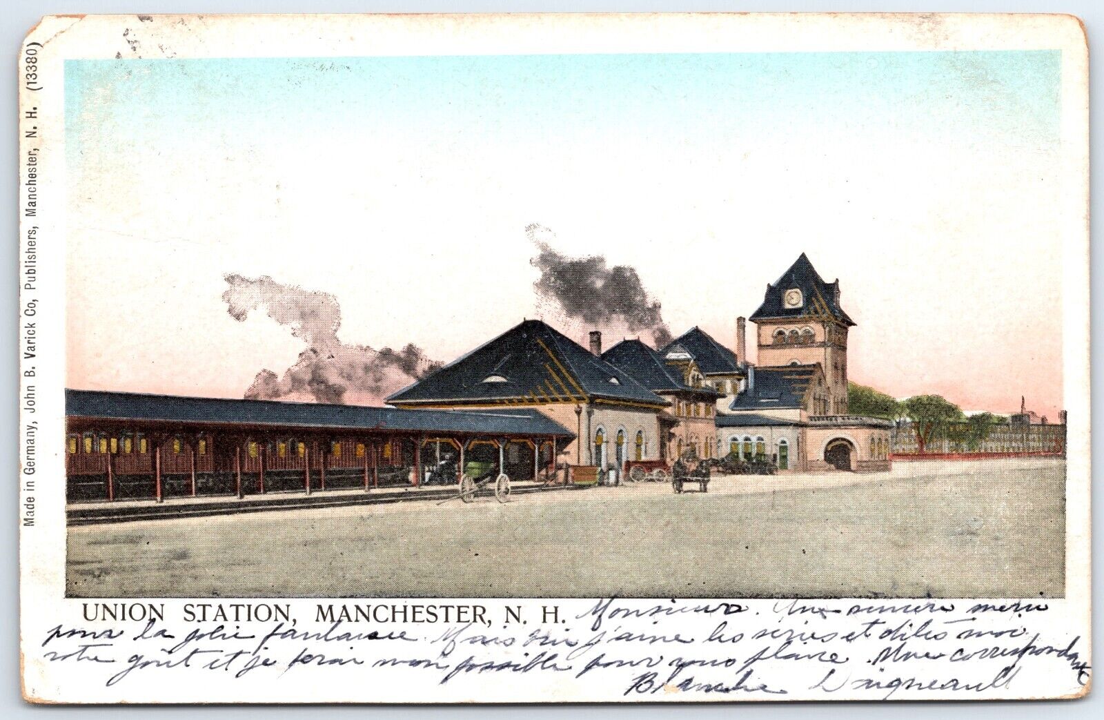 1906 UDB COLOR Postcard   /  UNION STATION, MANCHESTER, NH