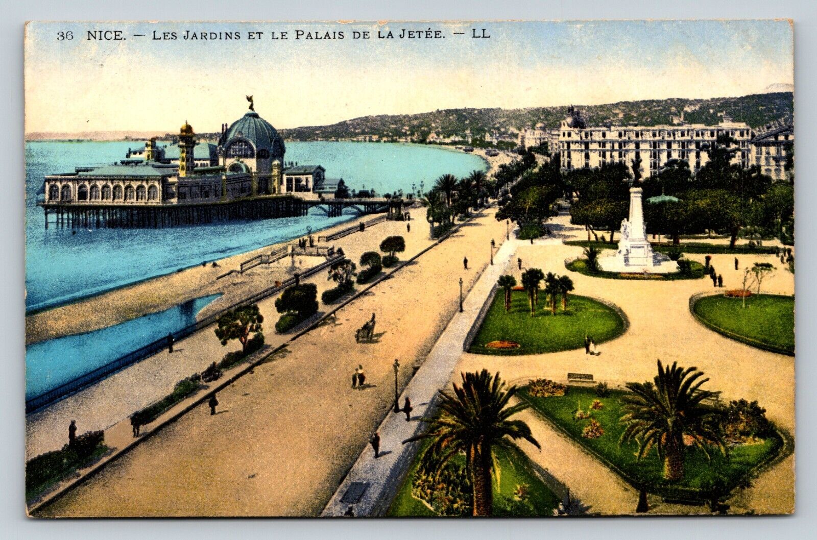 Nice France The Gardens & The Palace Of The Jetty VINTAGE Postcard Aerial View
