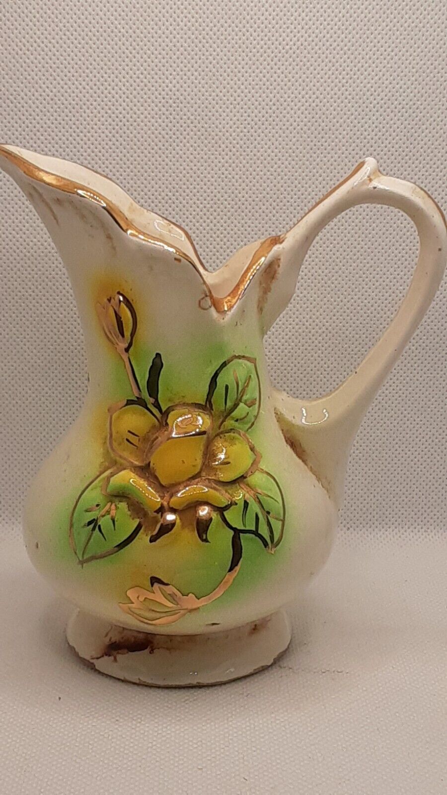 Shafer Pottery 23k Gold  Small Floral Pitcher Gold Trim 5\