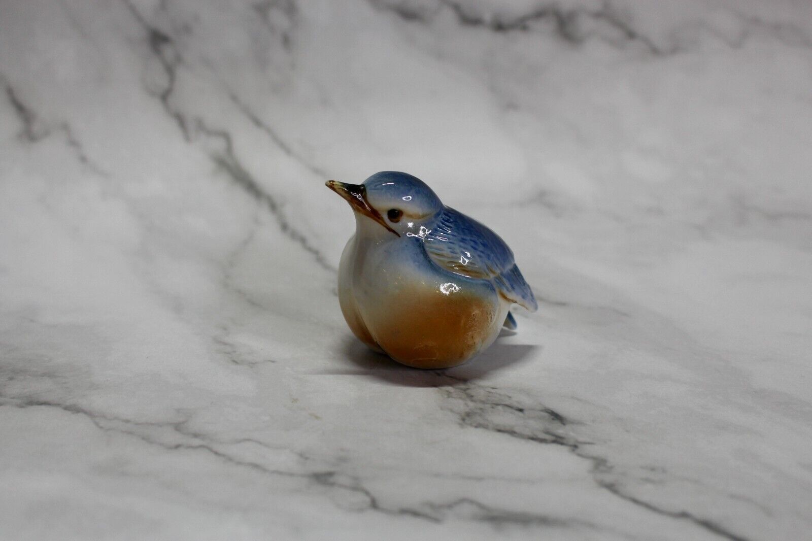 Adorable Chubby Porcelain Bluebird Figurine