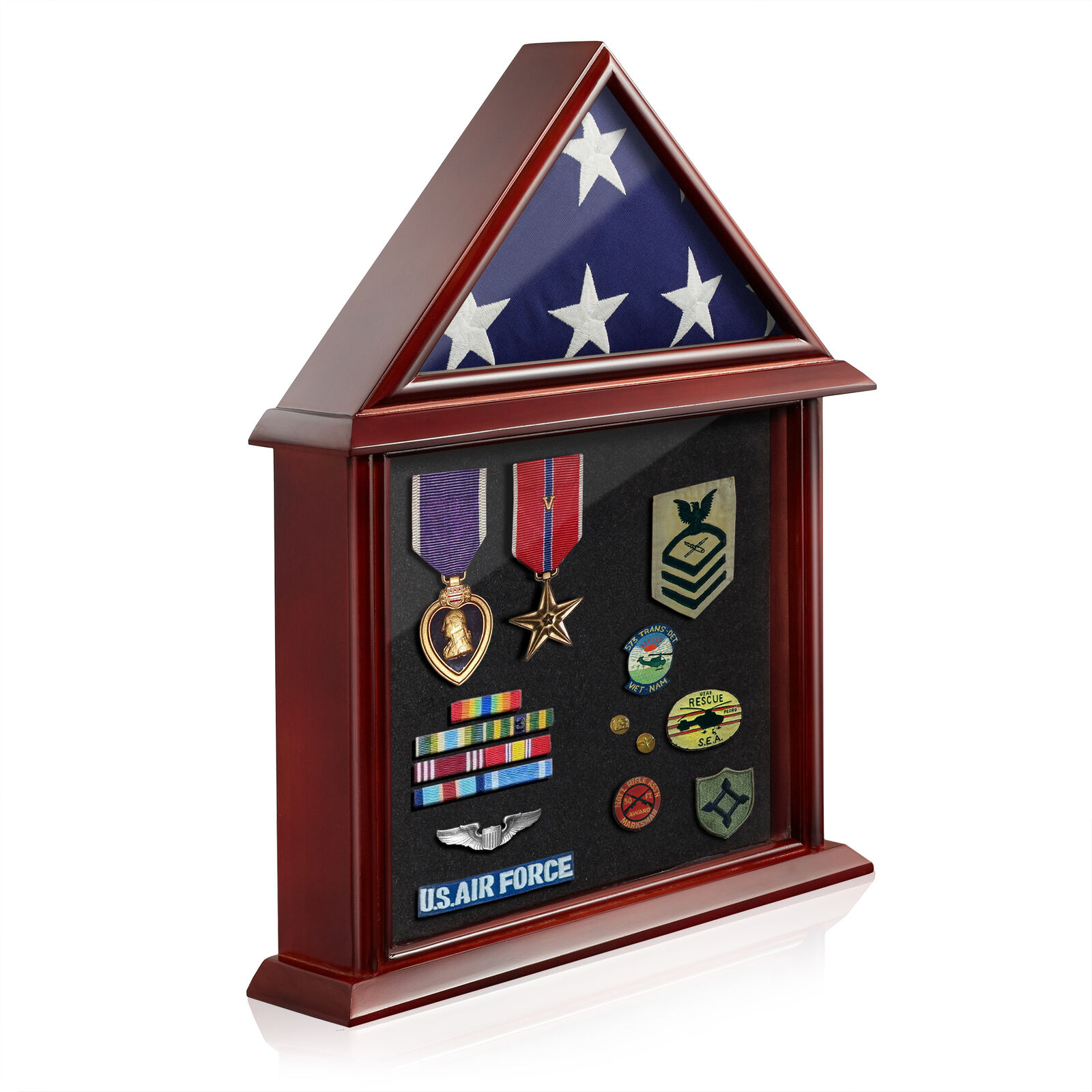 Shadow Box Flag Display Case Certificate Holder, 3' x 5' Home Flown Folded Flag