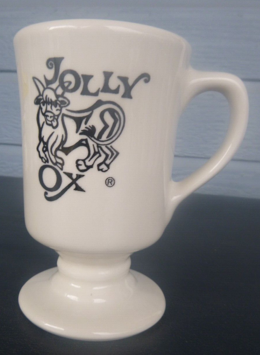 vintage Jolly Ox restaurant Coffee mug cup  pedestal\