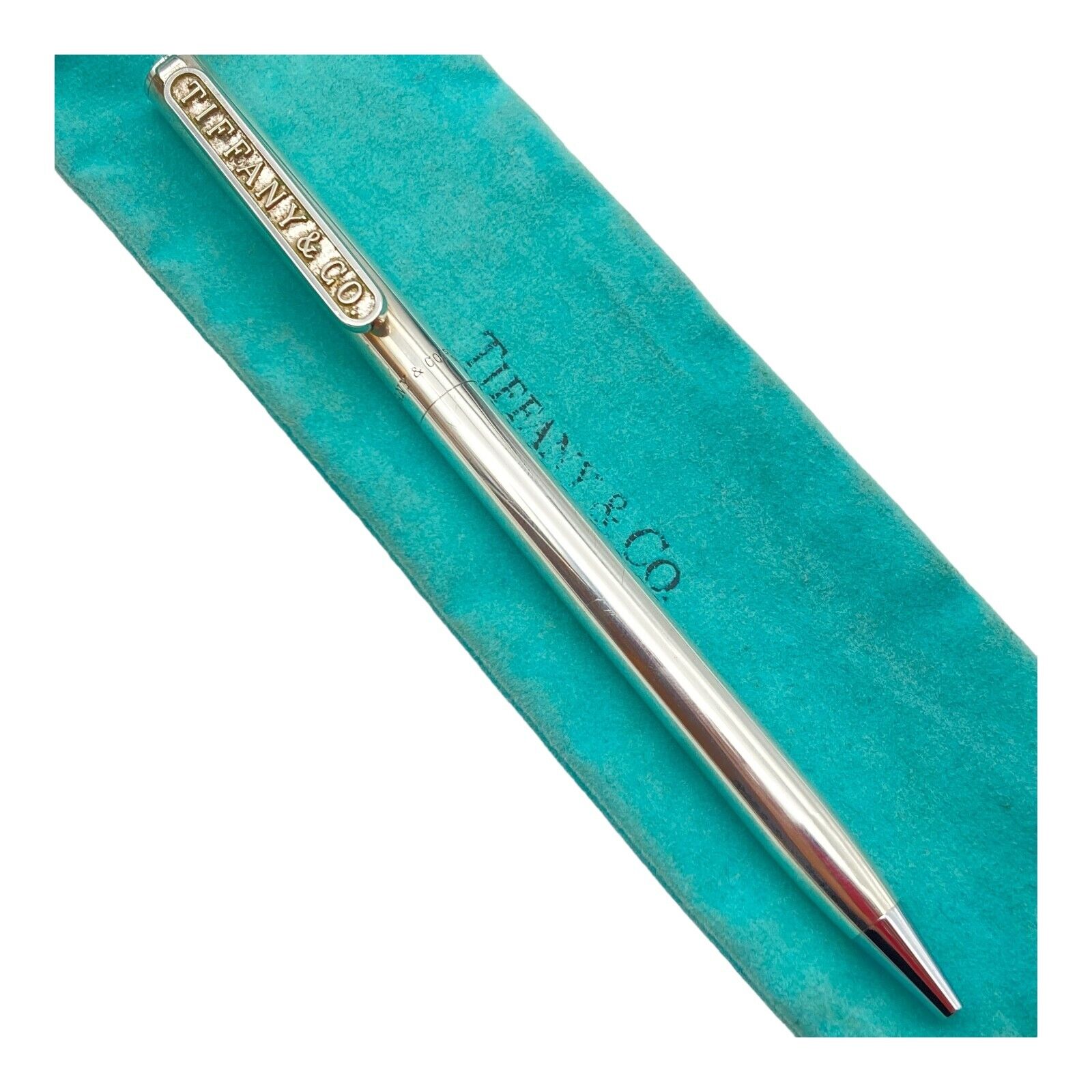 Tiffany & Co. Ballpoint Pen Logo Clip 925 silver blue ink 25.5g