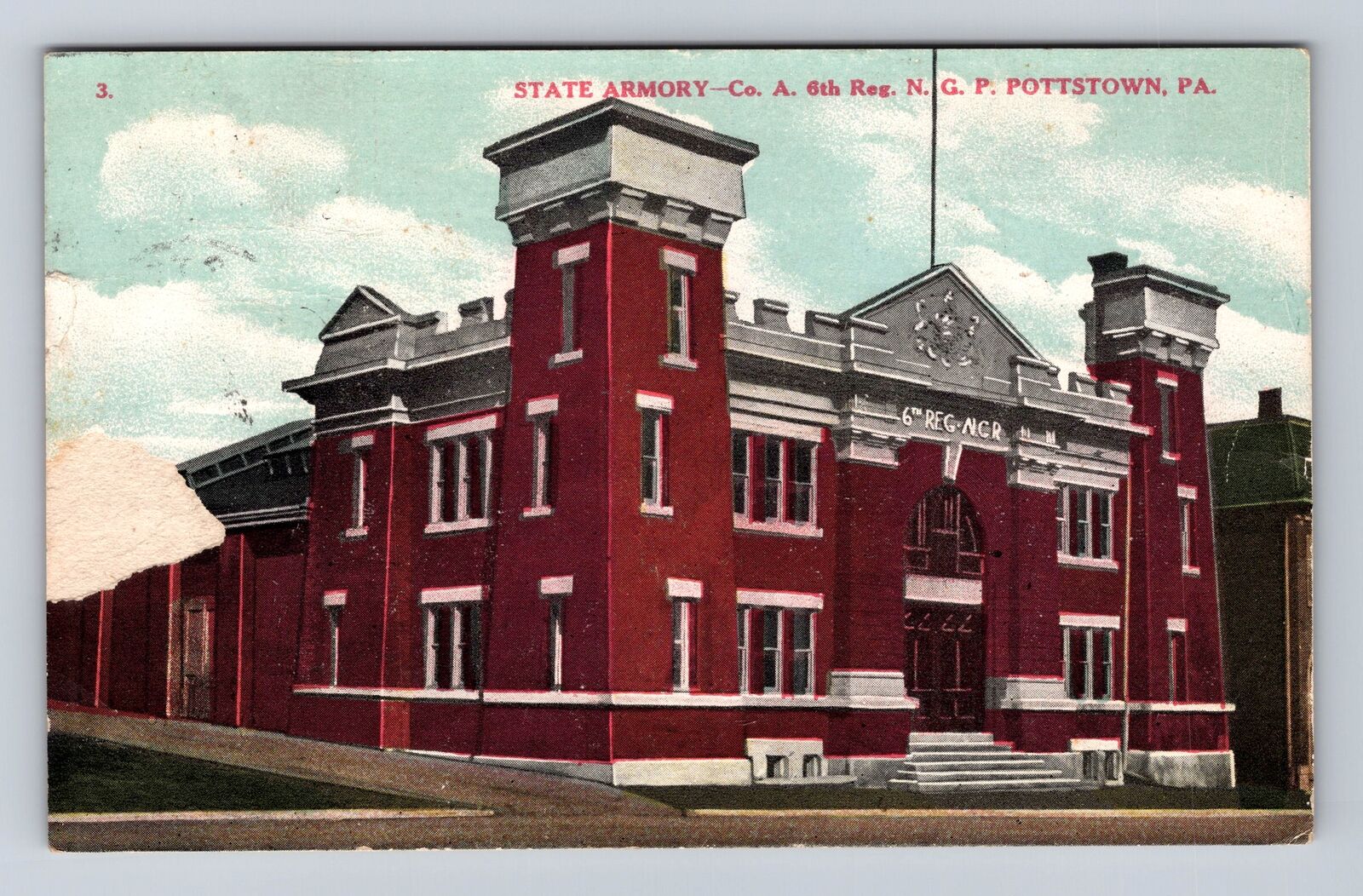 Pottstown PA-Pennsylvania, State Armory, Antique Vintage c1908 Souvenir Postcard