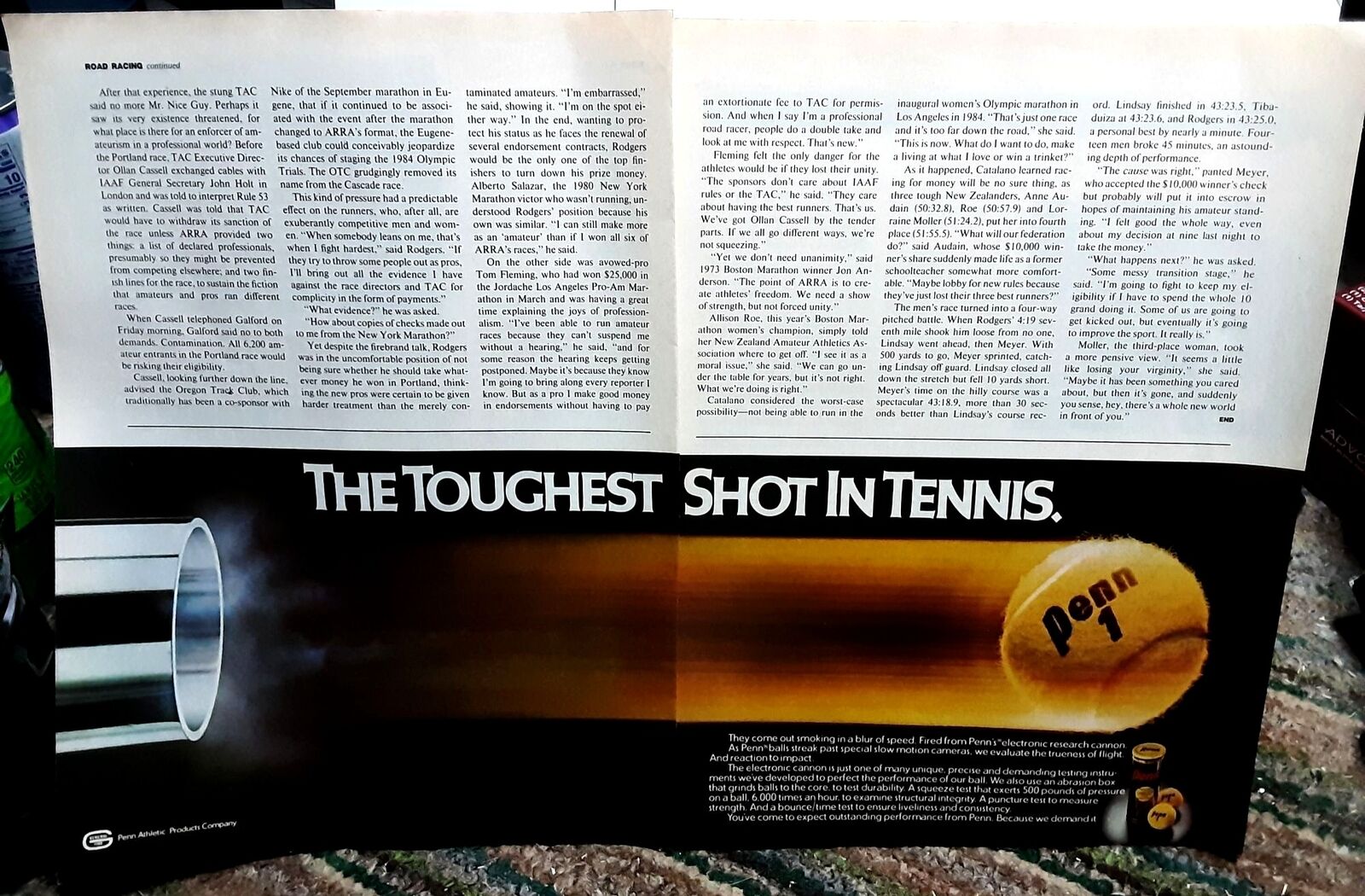 1981 Penn Tennis Balls Toughest Shot 2 Page Original Print Ad