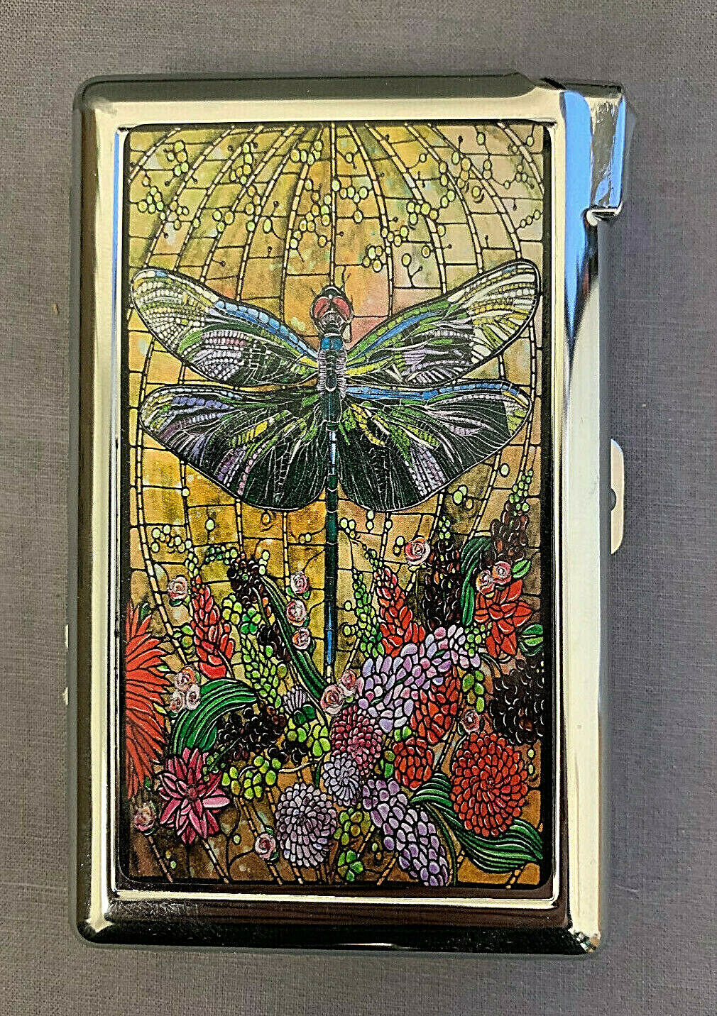 Colorful Dragonfly Art D2 Cigarette Case with lighter ID Holder Wallet 