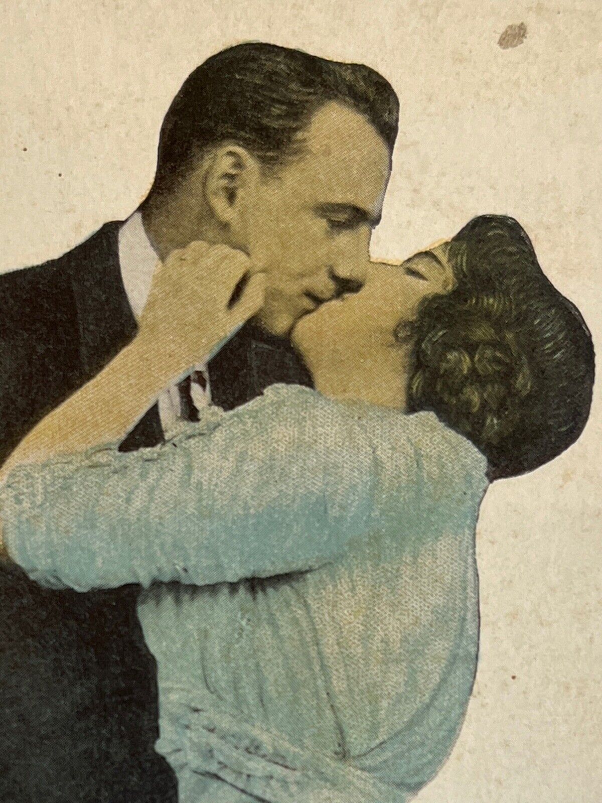 Antique Valentine Postcard Early 1910s/20s Ephemera Couple Kissing “Just Try”