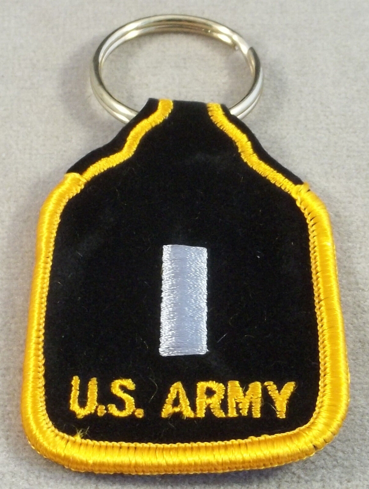 US Army 1st Lieutenant O-2 Rank Embroidered Keychain