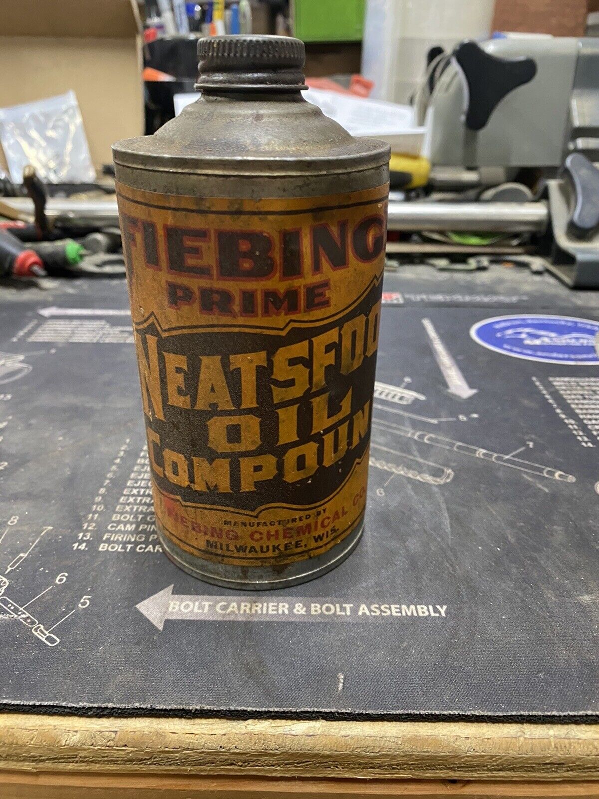 Vintage Fiebing’s Prime Neatsfoot Oil Softener Compound 1 Pint Can EMPTY Antique