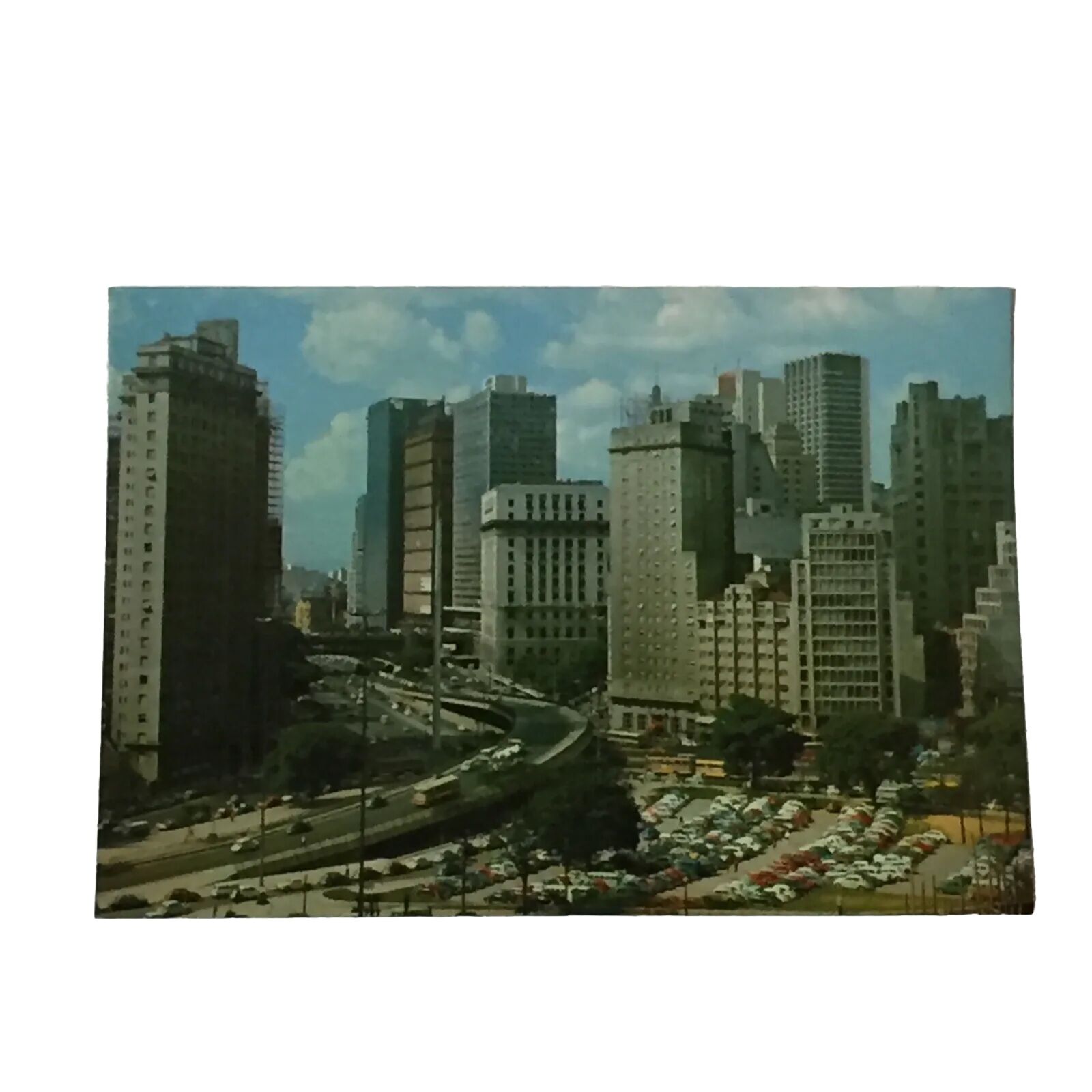 VTG Sao Paulo, Brazil Postcard “Bandeiras’ Square” Unposted Buildings Old Cars