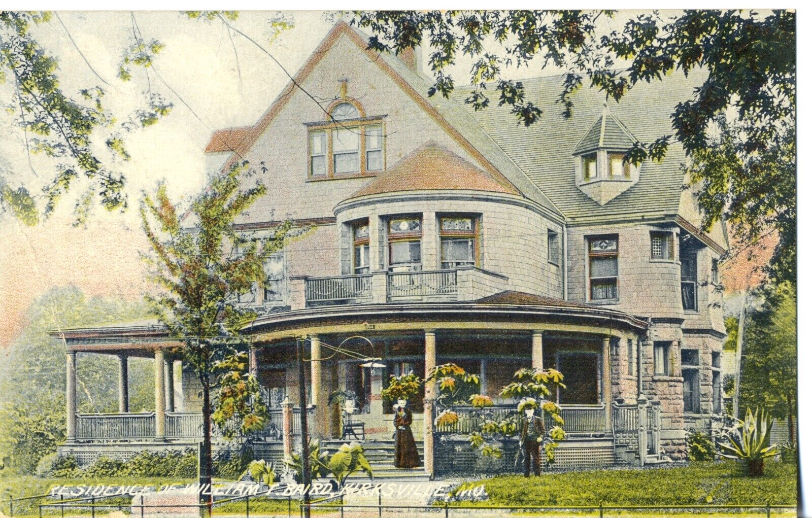 Residence of William T. Baird, Kirksville, Mo. Missouri Postcard