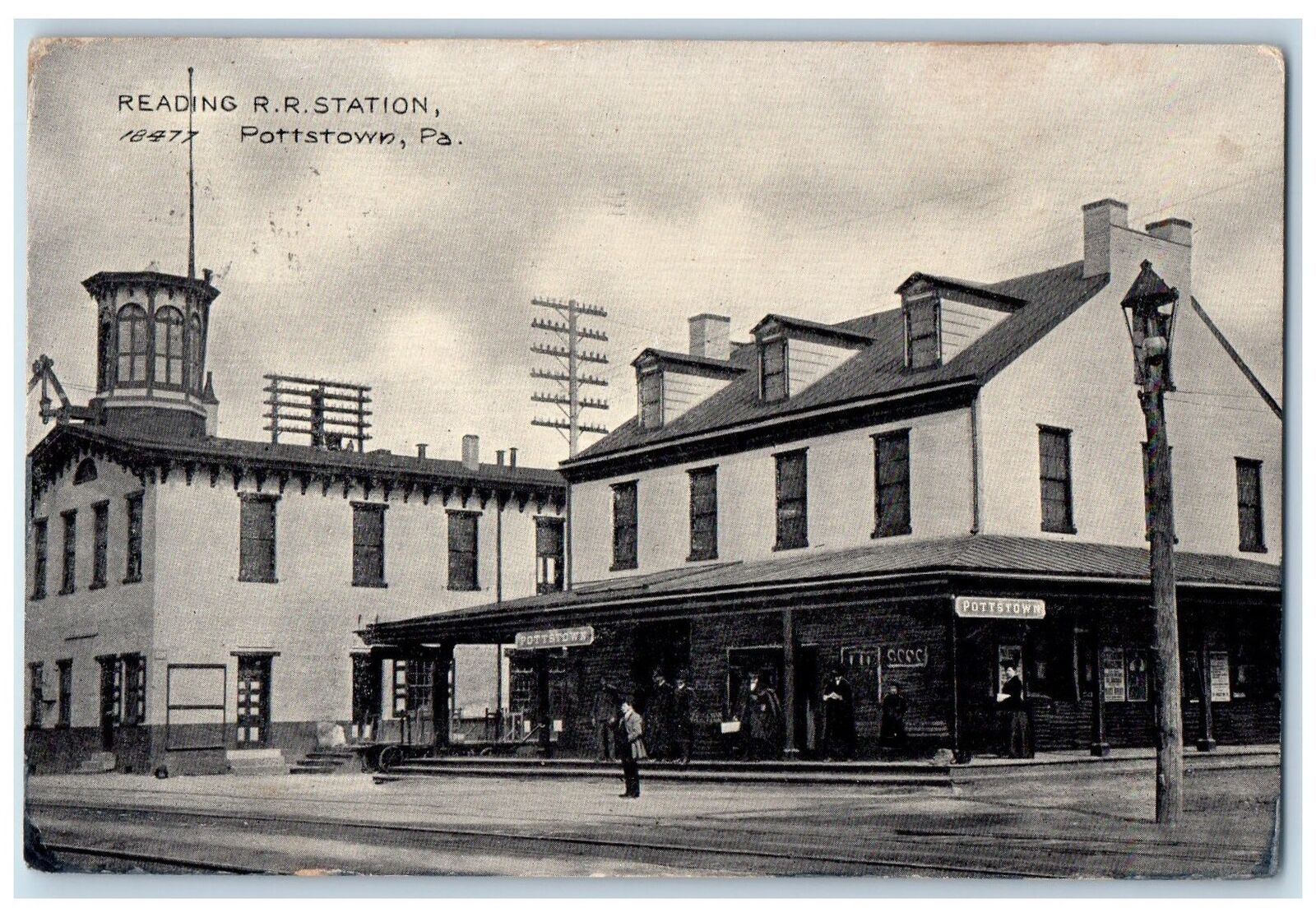 1908 Reading R. R. Station View Railroad Depot Passenger Pottstown PA Postcard