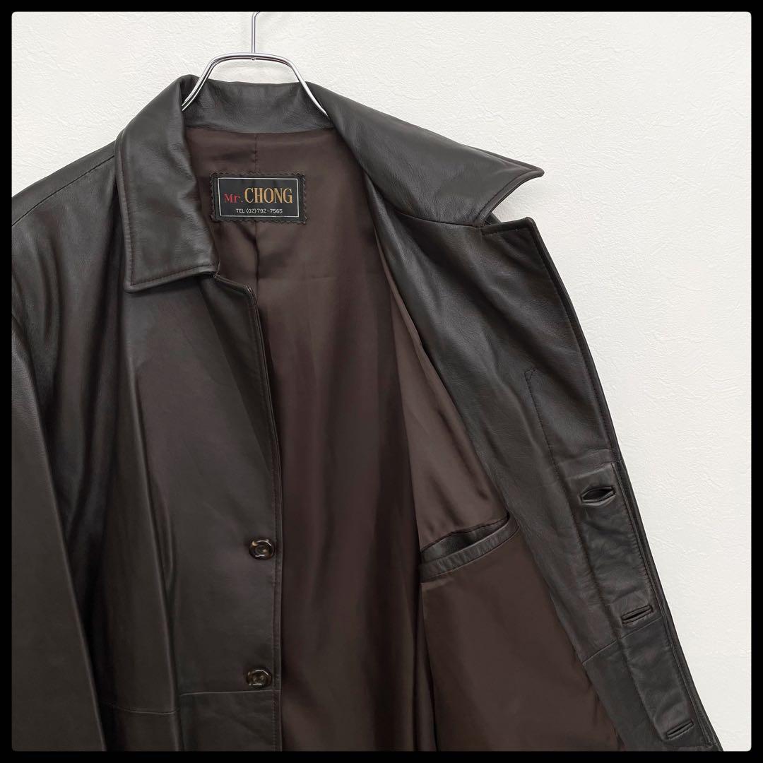 Vintage Genuine Leather Jacket Coat Large Xl Dark Brown