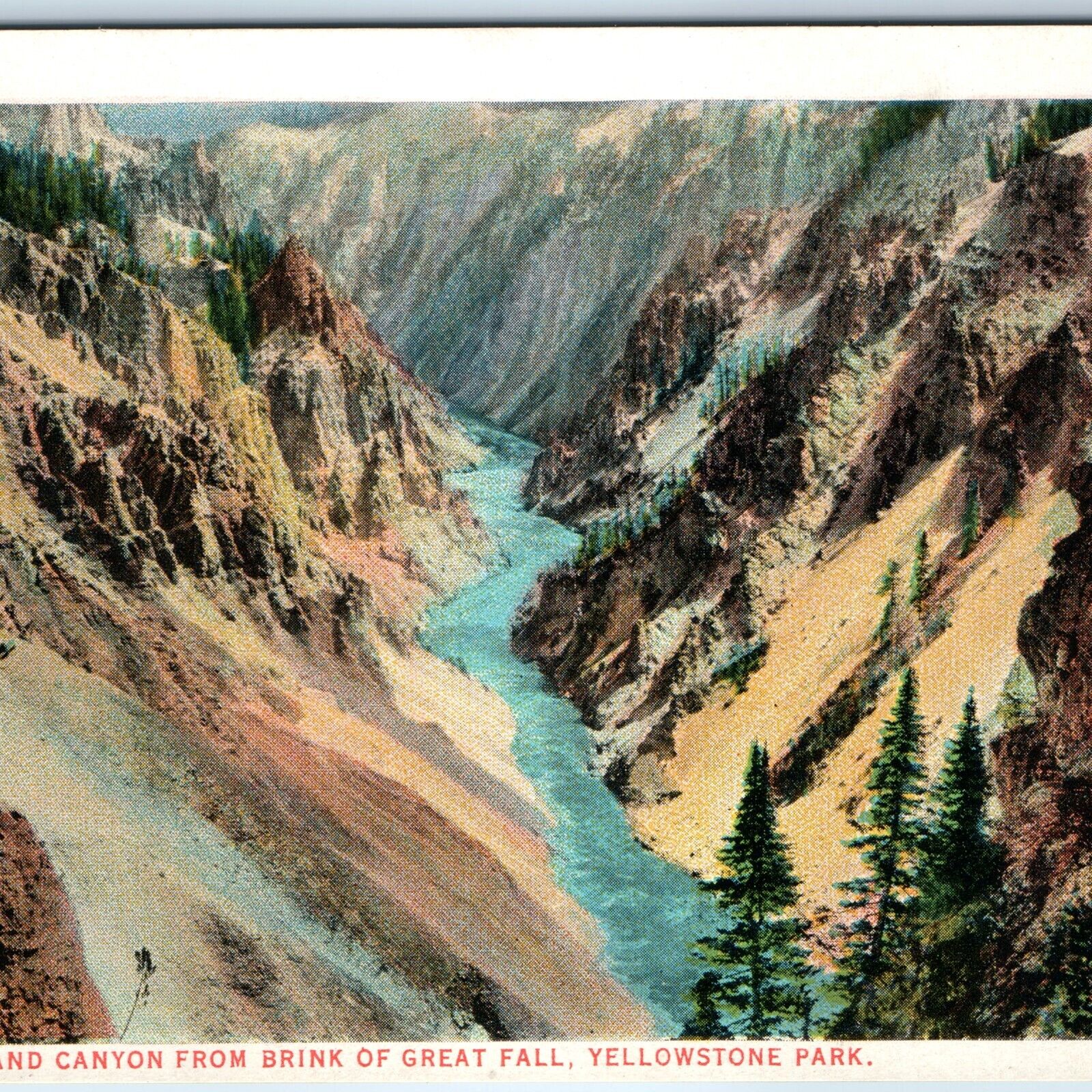 c1910s J.E. Haynes Grand Canyon Brink Great Fall PC Yellowstone Park #15049 A222