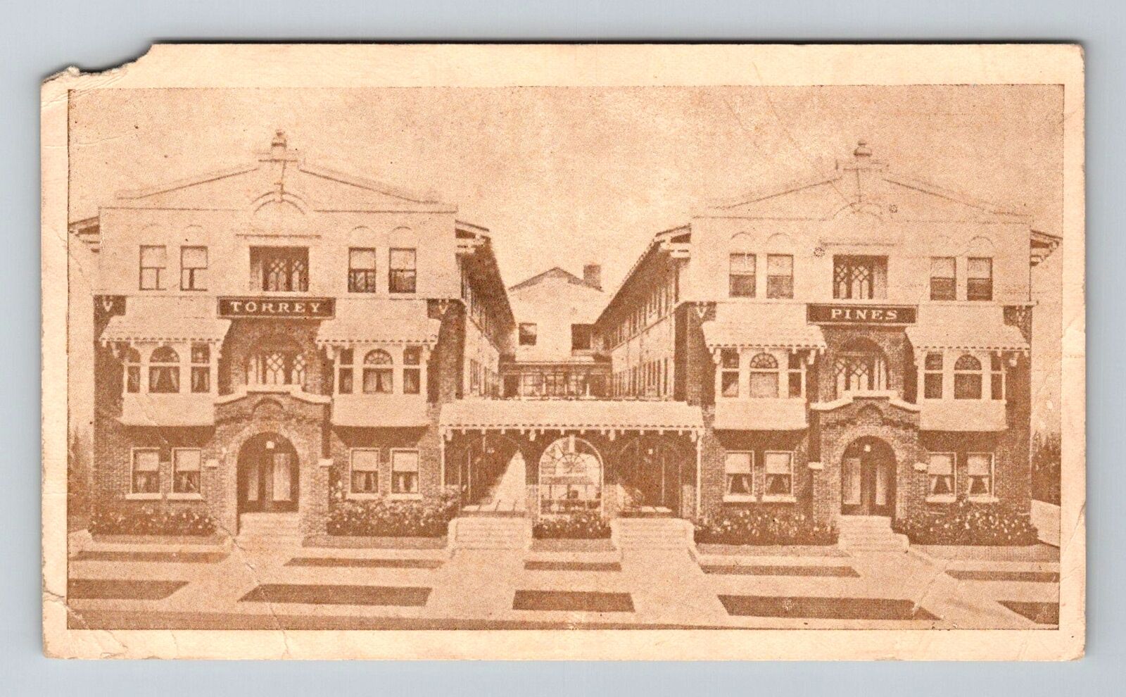 Long Beach CA-California, Torrey Pines Apartments, Vintage Postcard