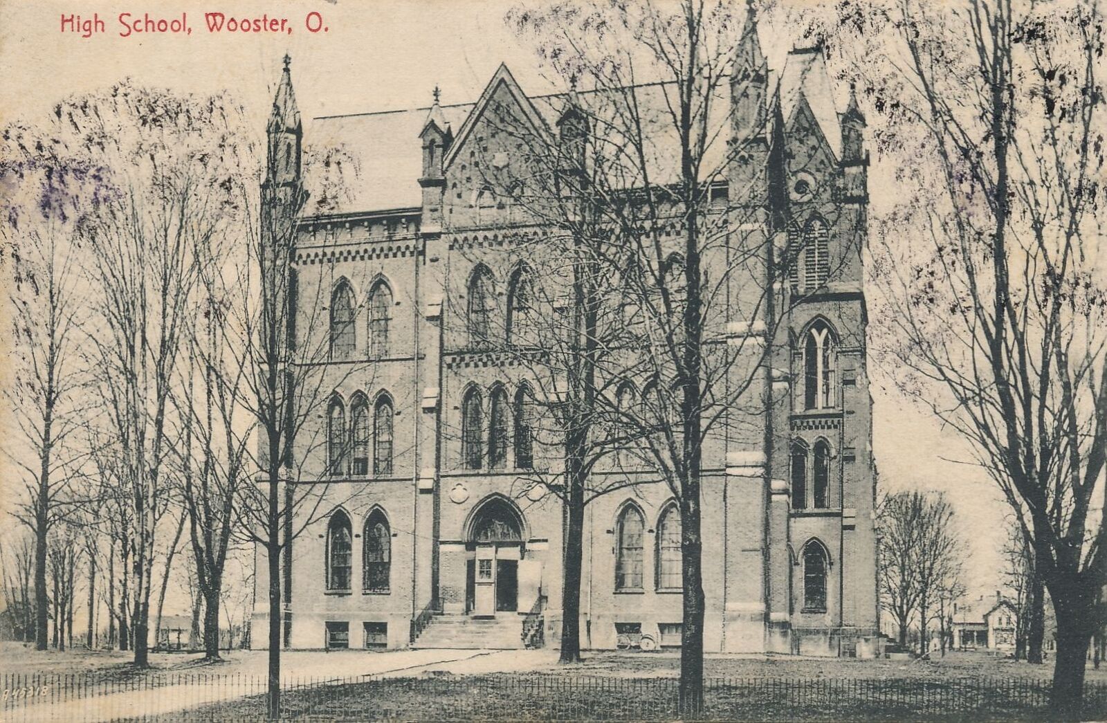 WOOSTER OH - High School Postcard - 1908