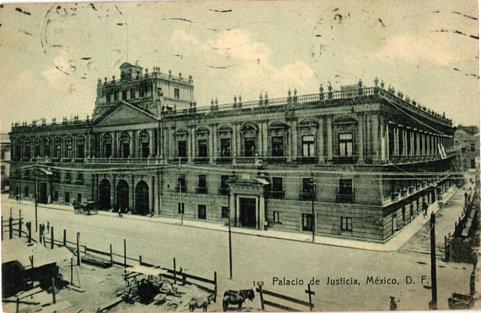 Palacio de Justicia Street View Mexico City Divided Postcard c1910