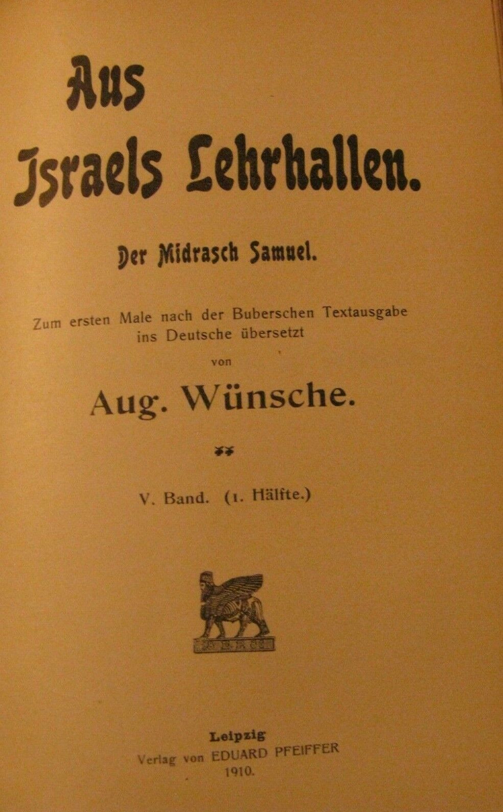 1910 Der midrasch Samuel Midrash Shmuel In German August Wunsche Leipzig