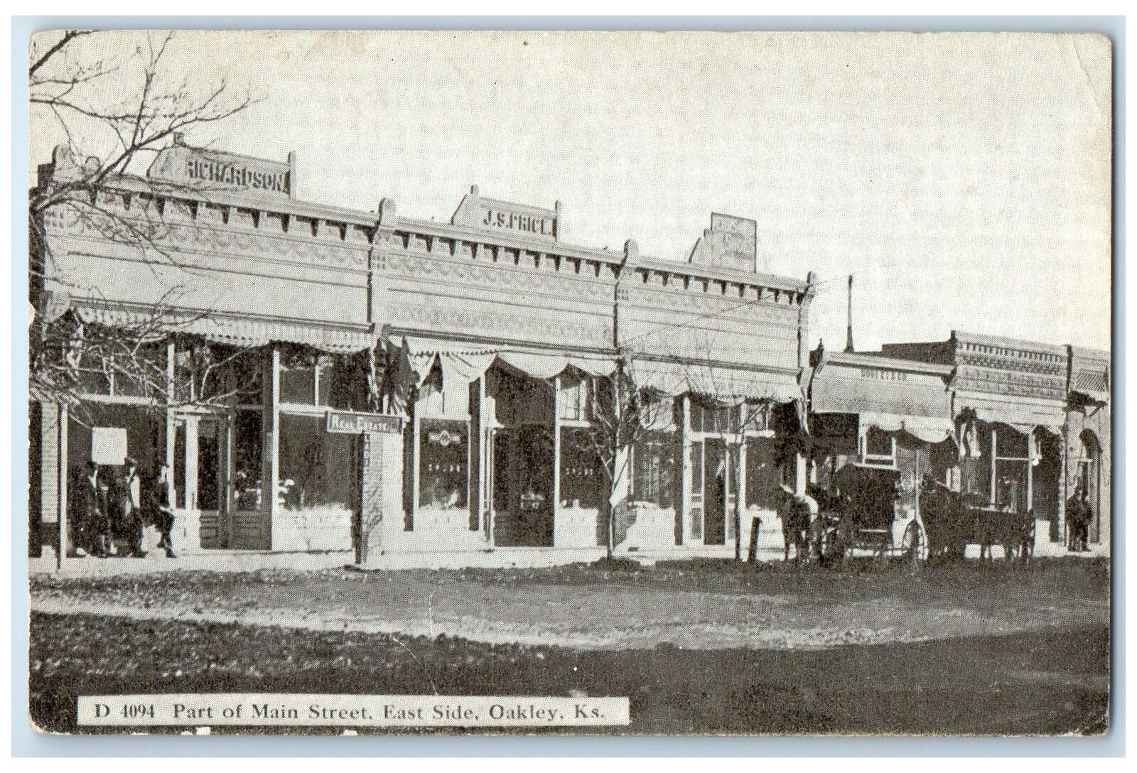1914 Part Of Main Street East Side Shops Scene Oakley Kansas KS Posted Postcard