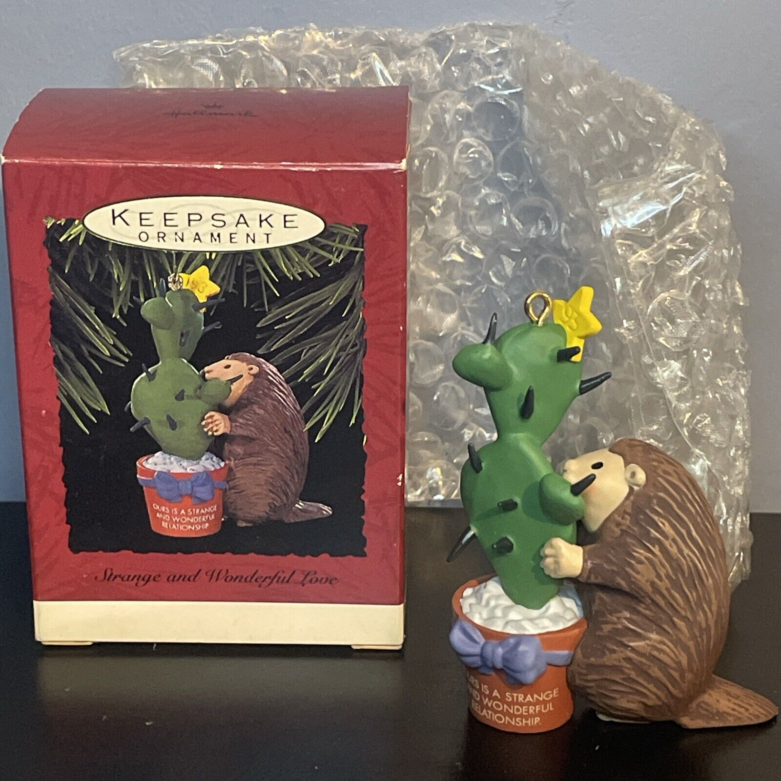 Hallmark Keepsake Strange & Wonderful Love Christmas Ornament 1993 Otter Cactus