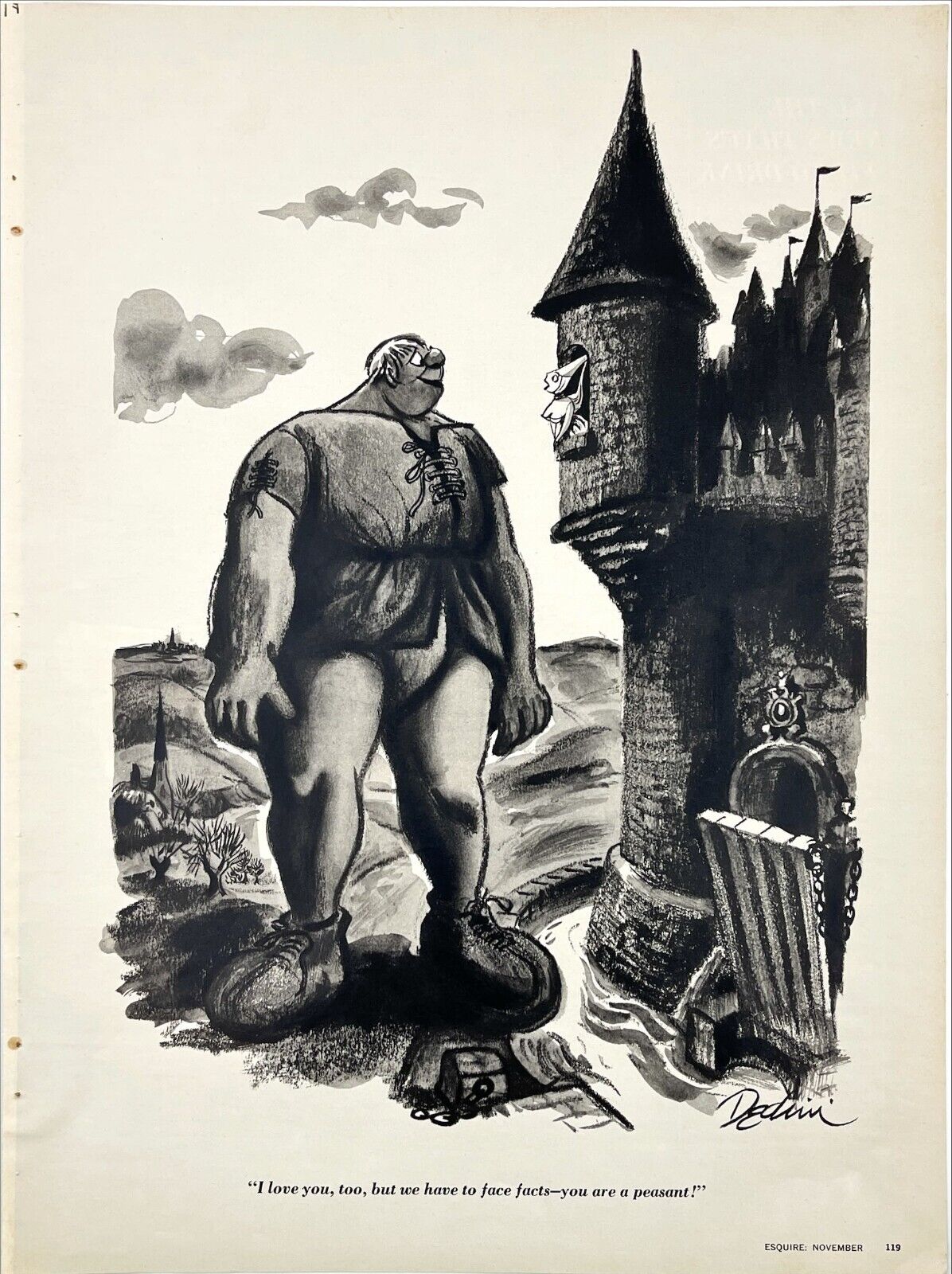 Eldon Dedini Cartoon Anti Valentine\'s Day Castle Medieval Vtg Pop Art 1950s