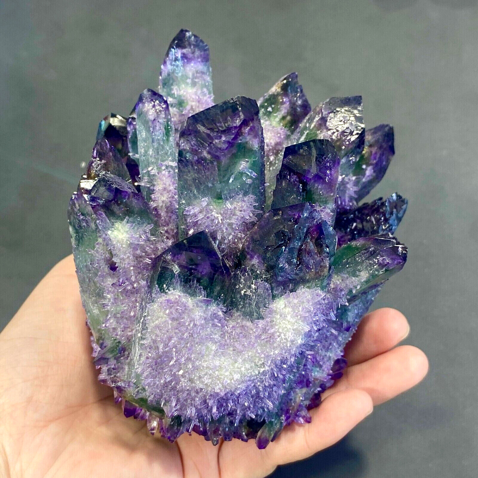 310g+ New Find Purple Green Phantom Cluster Geode Mineral Specimen Crystal Decor