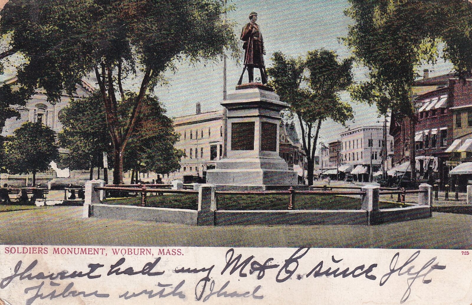 Soldiers Monument Woburn Massachusetts MA UDB Postcard B14
