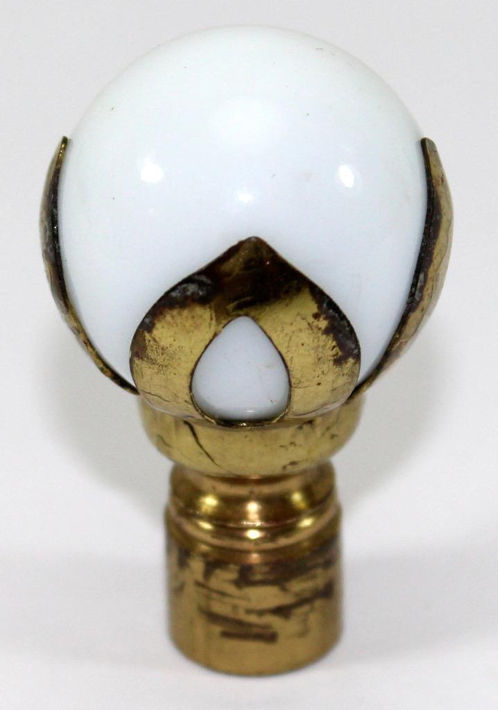 Antique c.1930\'s White Milk Glass Marble Ball Lamp Finial