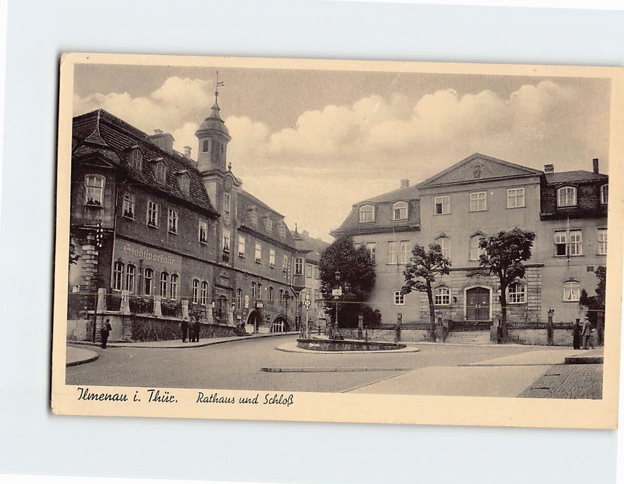 Postcard City Hall and Castle Ilmenau Germany