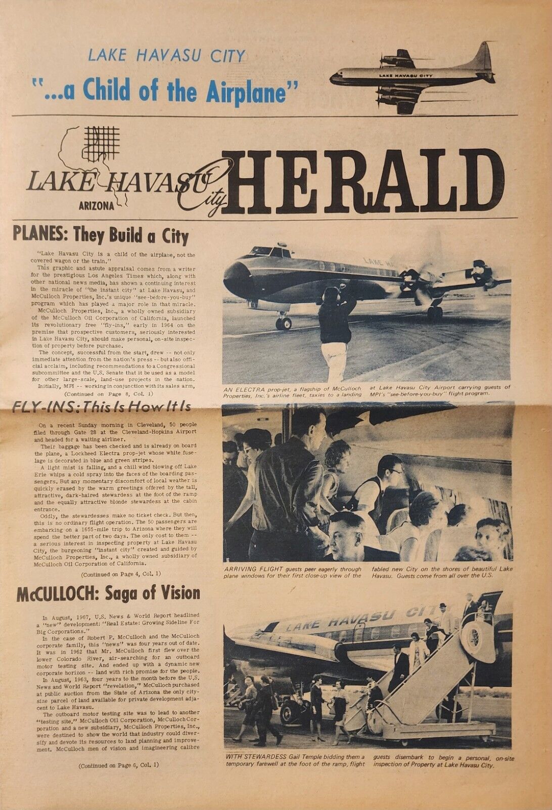 Vintage Newspaper 1968 Lake Havasu City Arizona Herald - Mint Condition 