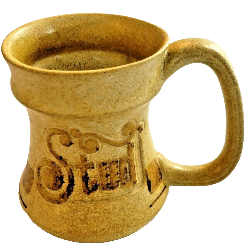 Pottery Craft USA 1970s STUD Large Mug Handle Coffee Mug Stoneware Hippie Art