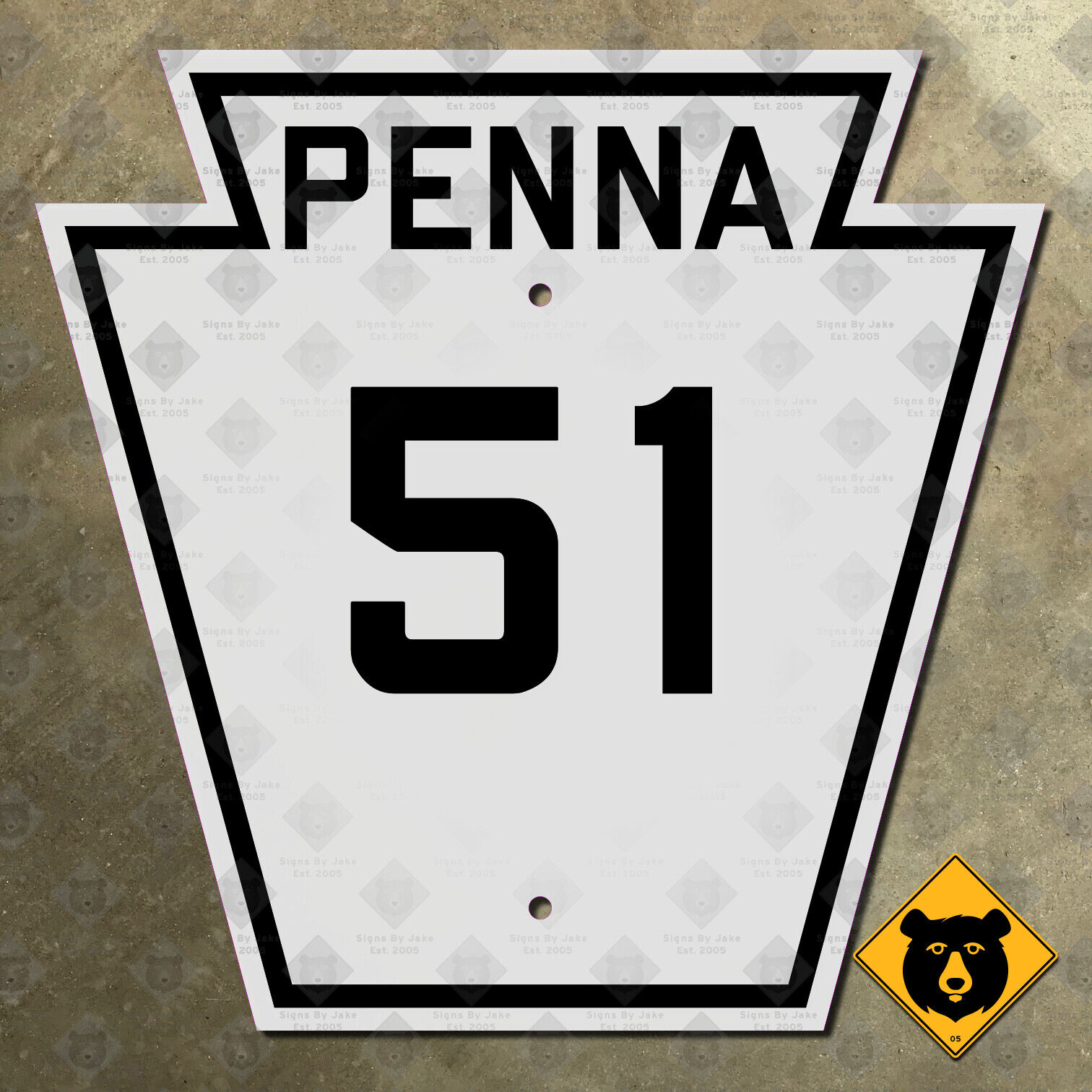 Pennsylvania Route 51 highway marker 1940 road sign Uniontown Darlington 16x16