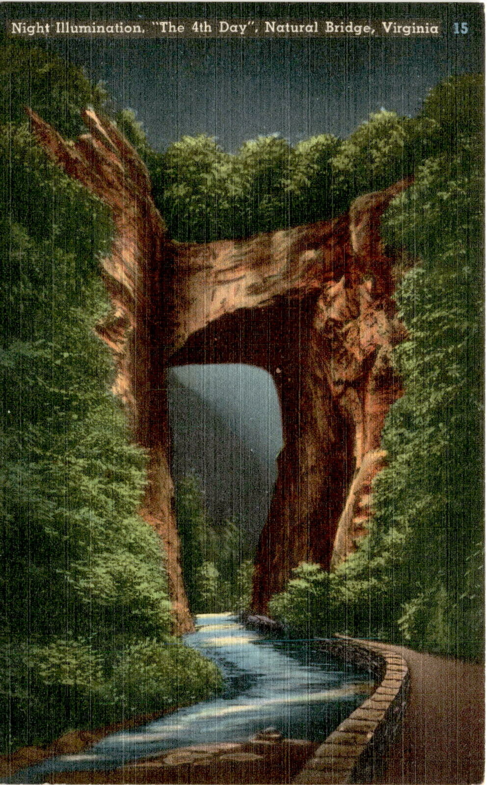 Vintage Natural Bridge of Virginia Postcard - Illumination