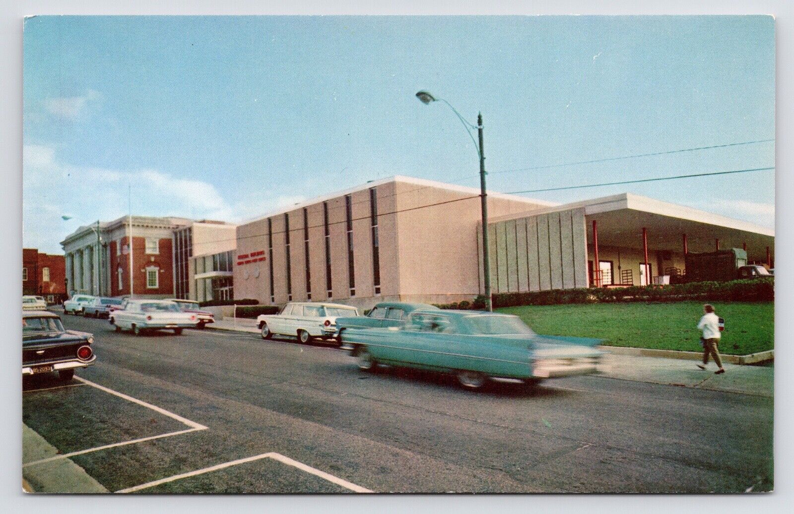 c1960s~Hickory North Carolina NC~POst Office~Downtown~Cars~Vintage VTG Postcard