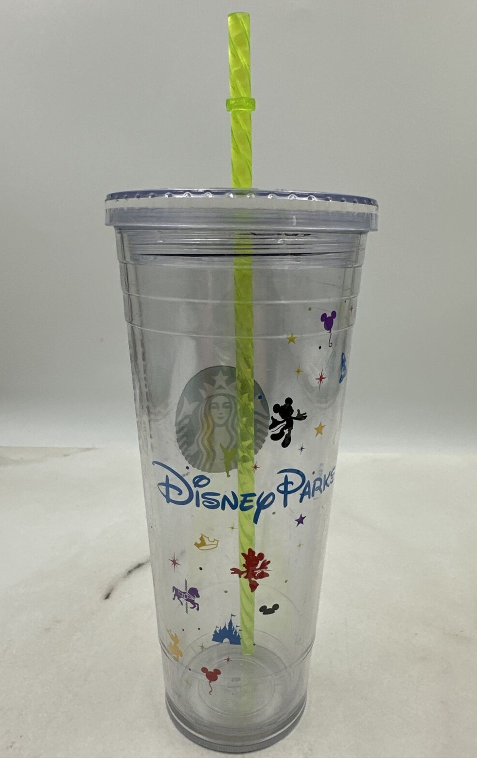 Starbucks Disneyland Resort Venti Tumbler 24 oz Disney Parks DCA Clear Cup Mug