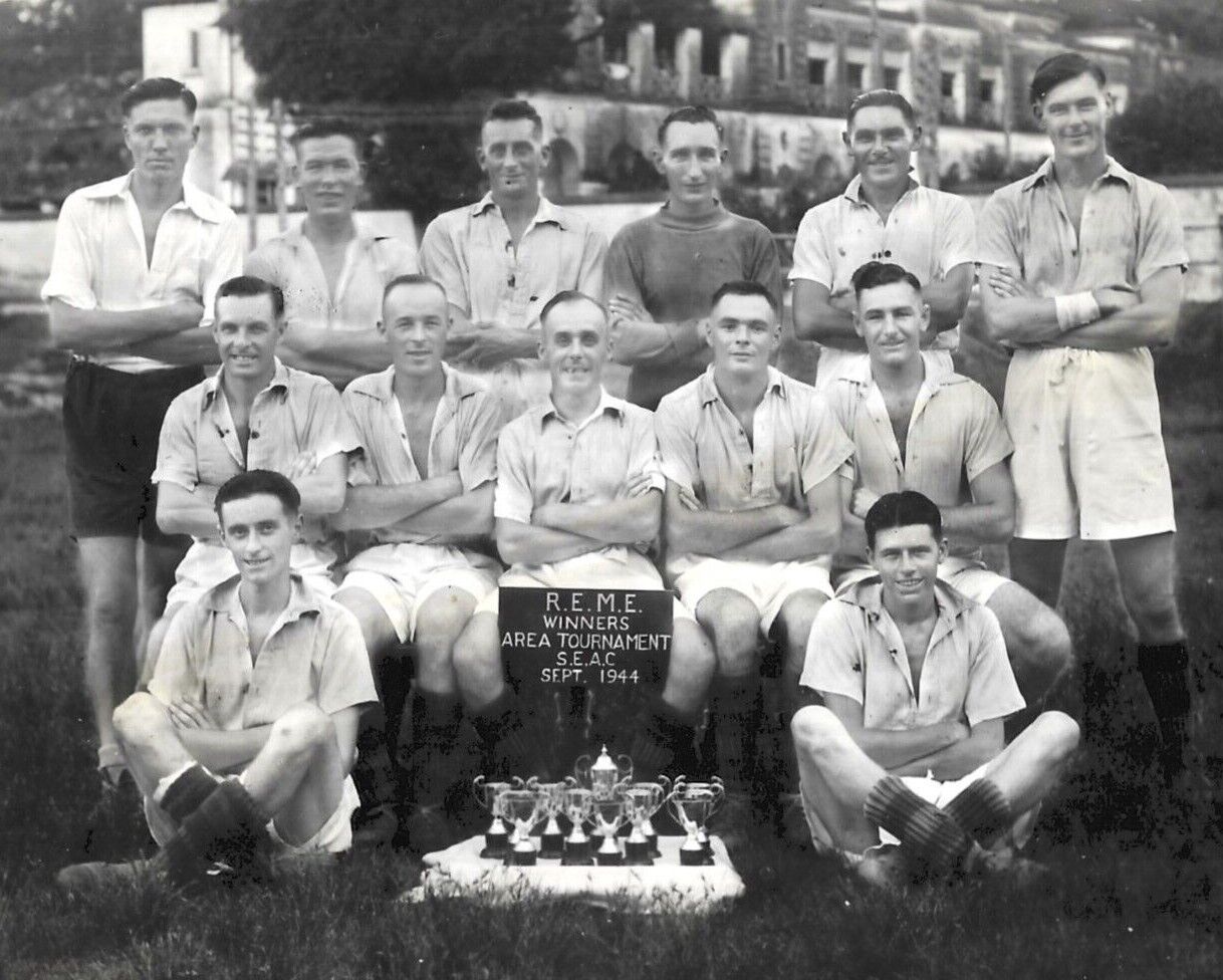 WW2 Photo REME Soldiers Engineers Tournament Winners Trophy SEAC 1944