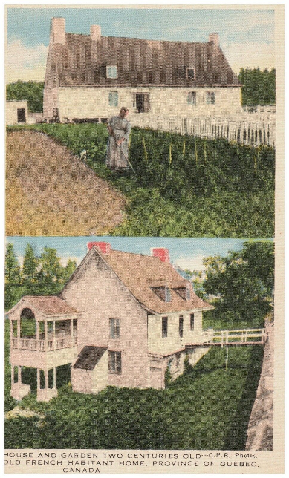 Old French Habitant Home House Garden 2 Centuries CPR Quebec Canada Postcard