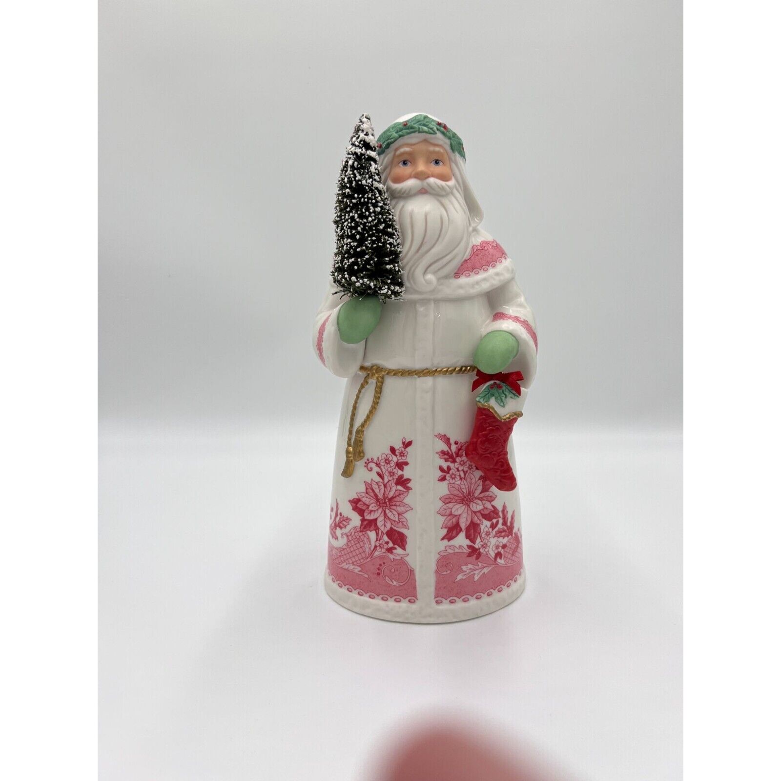 Vintage England Santa Hallmark Figurine Ceramic With Tree & Stocking 2013